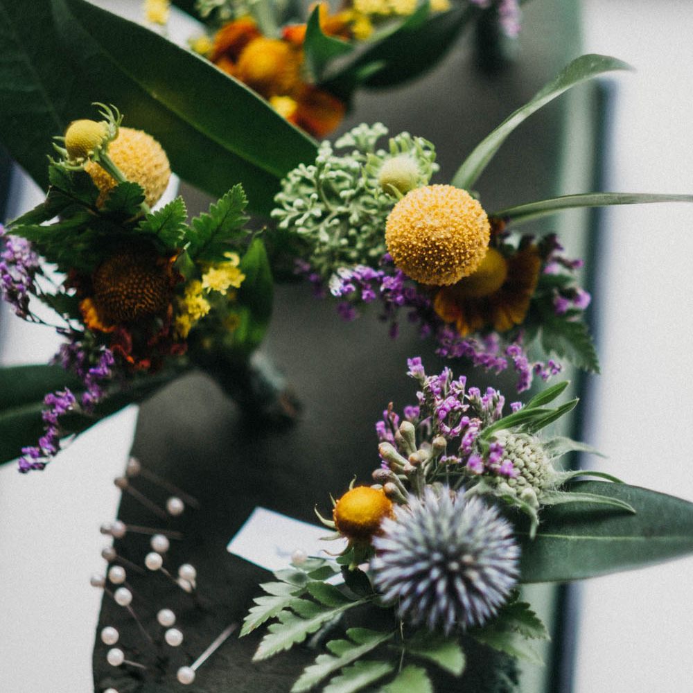 Rustic Buttonholes With Mustard Colour Accents