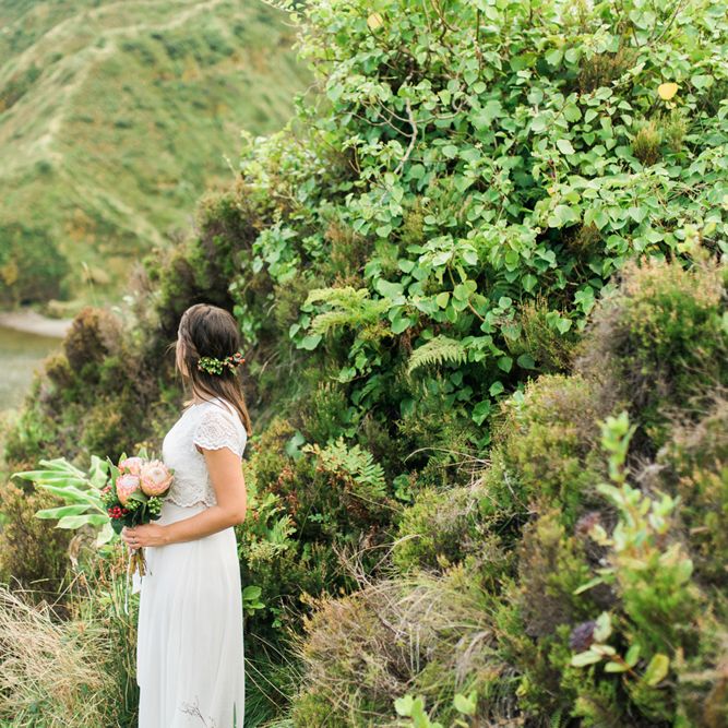 Volcano Elopement Wedding On The Azores Islands Portugal With Bride In ASOS And With Images From Adriana Morais Photography