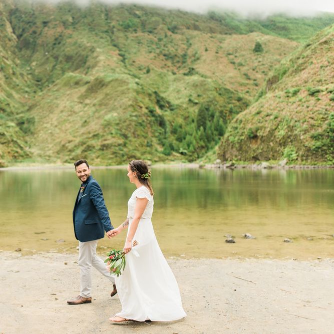 Volcano Elopement Wedding On The Azores Islands Portugal With Bride In ASOS And With Images From Adriana Morais Photography