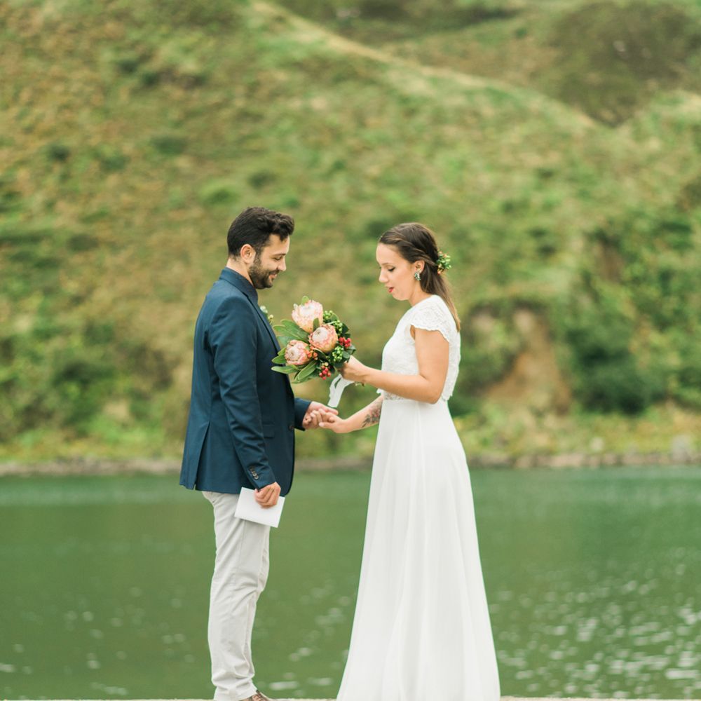 Volcano Elopement Wedding On The Azores Islands Portugal With Bride In ASOS And With Images From Adriana Morais Photography