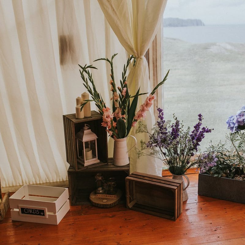 Rustic Crates & Plant Pots Wedding Decor