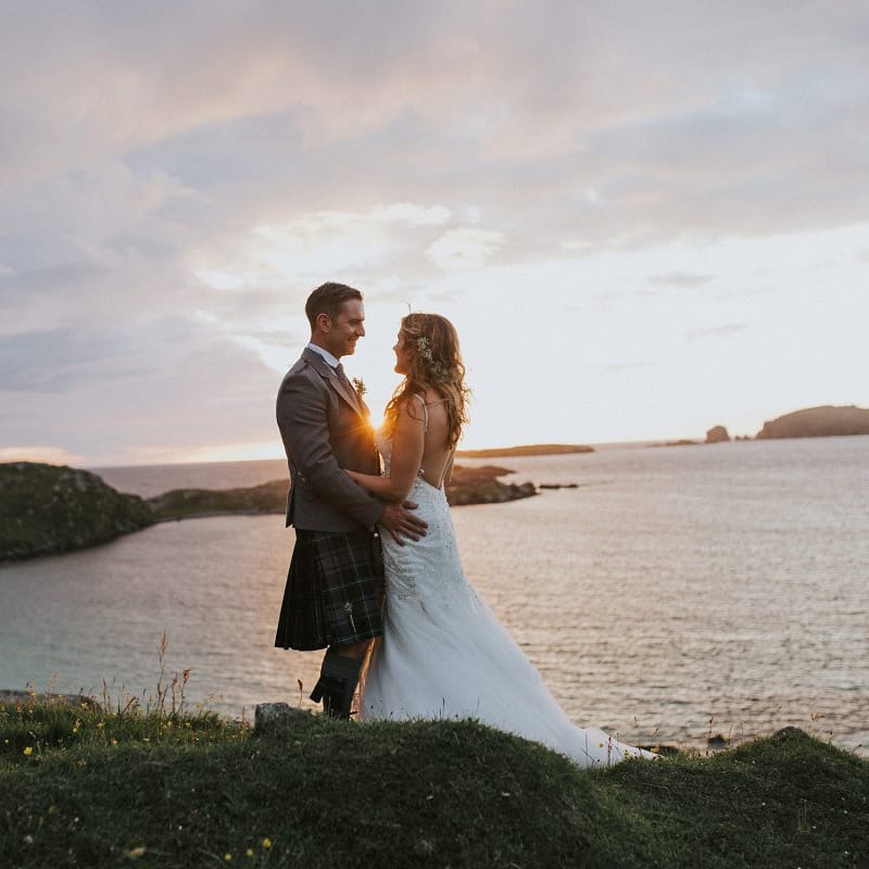 Bride & Groom Isle Lewis Sunset Portrait