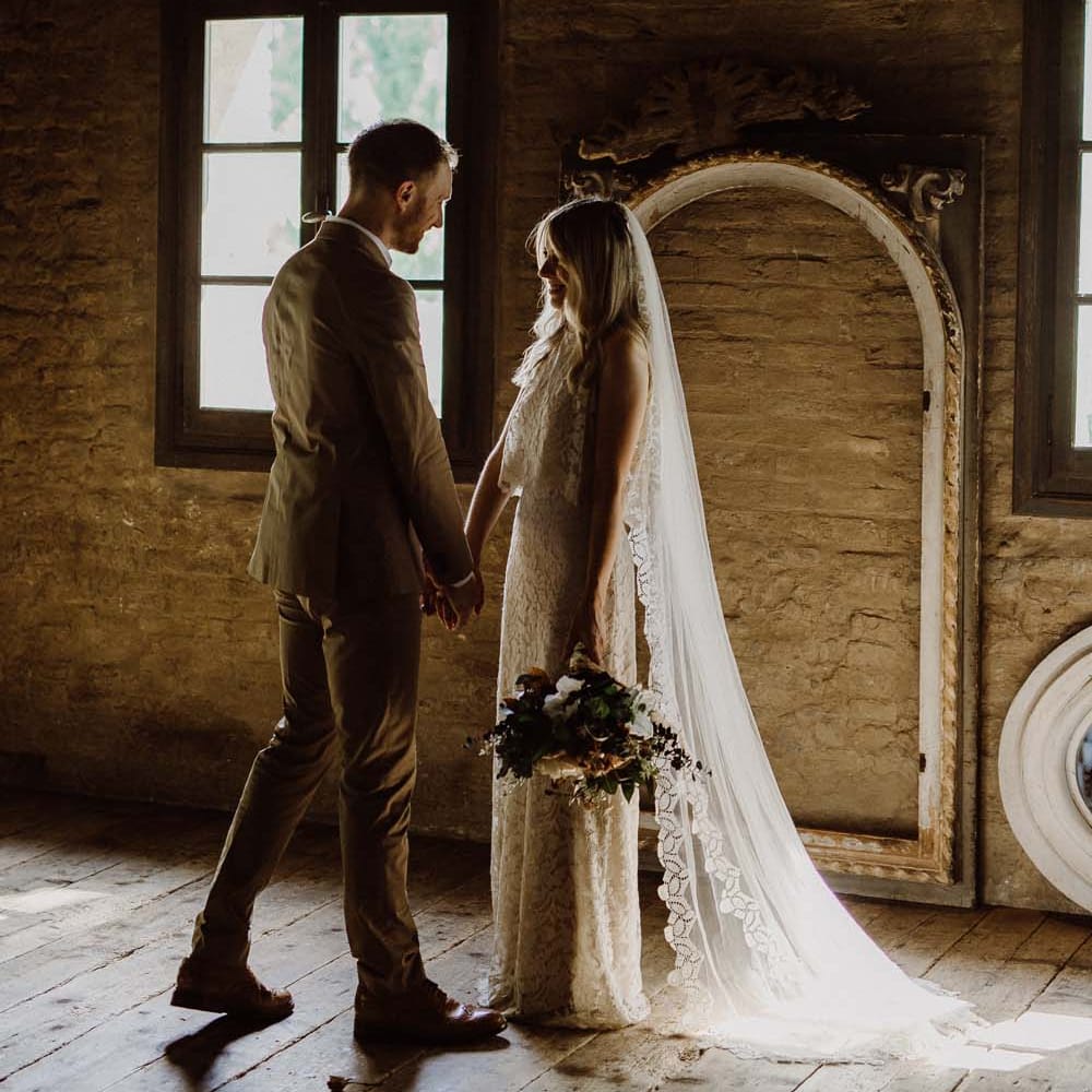Rustic Wedding In Italy At Locanda Rosa Rosae With Intimate Candle Lit Dinner &amp; Bride In Mango Dress With Veil By AM Faulkner With Images From Alen Karupovic