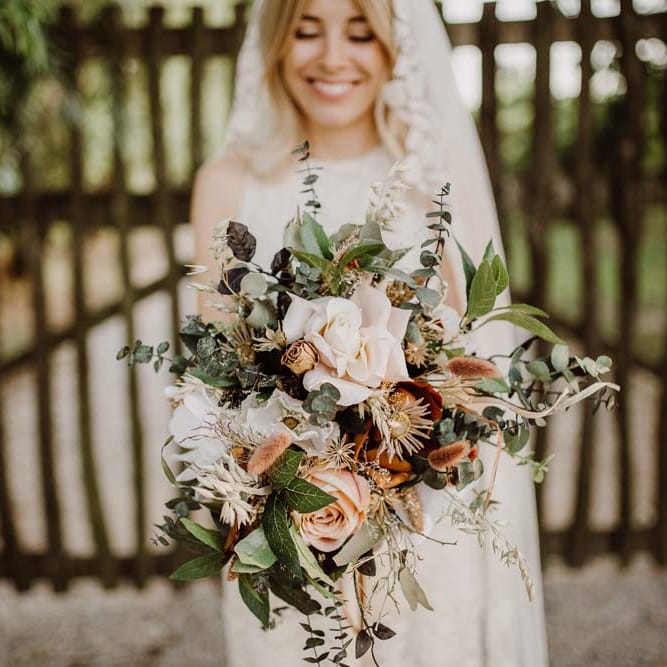 Dried & Silk Flower Wedding Bouquet