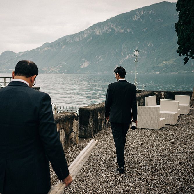 Groom in Hugo Boss Black Tuxedo Suit | Jason Mark Harris Photography | Harris Films