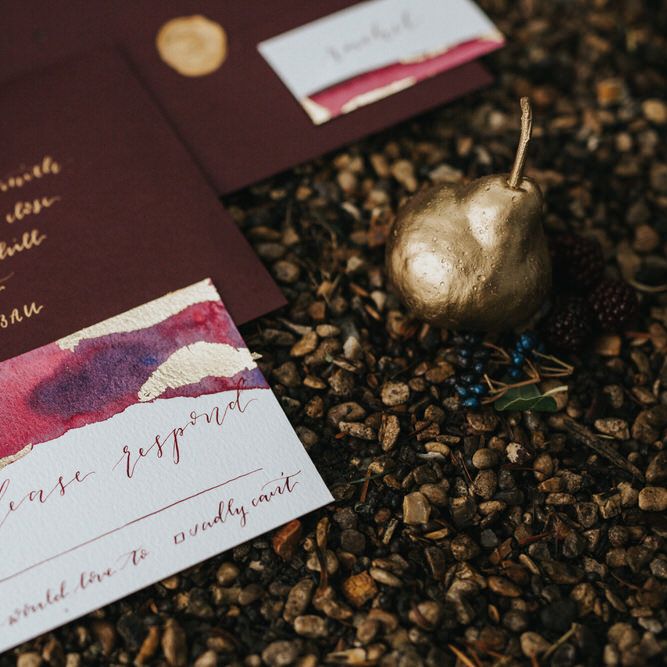 Burgundy & Gold Wedding Stationery Suite