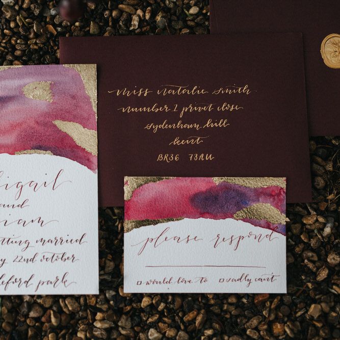 Burgundy & Gold Wedding Stationery Suite