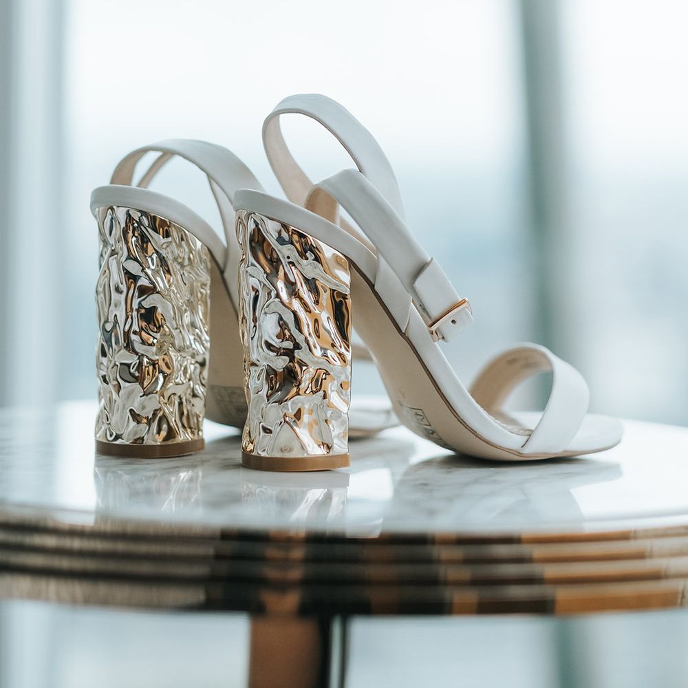 White Wedding Shoes With Block Heels