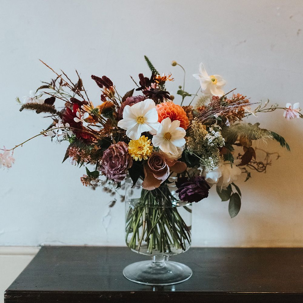 Stylish London Restaurant Wedding With Wild & Oversized Floral Arrangements By Aesme With Bride In Riki Dalal & Groom In Burgundy Suit By Paul Smith Planned & Styled By Knot & Pop With Images From Miss Gen