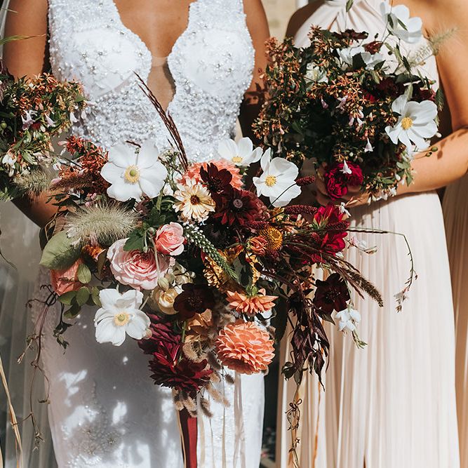 Stylish London Restaurant Wedding With Wild & Oversized Floral Arrangements By Aesme With Bride In Riki Dalal & Groom In Burgundy Suit By Paul Smith Planned & Styled By Knot & Pop With Images From Miss Gen