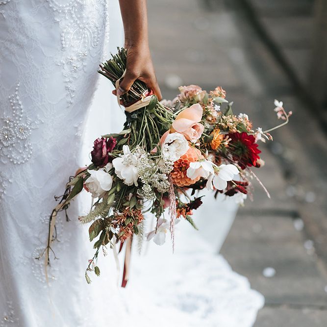 Stylish London Restaurant Wedding With Wild & Oversized Floral Arrangements By Aesme With Bride In Riki Dalal & Groom In Burgundy Suit By Paul Smith Planned & Styled By Knot & Pop With Images From Miss Gen