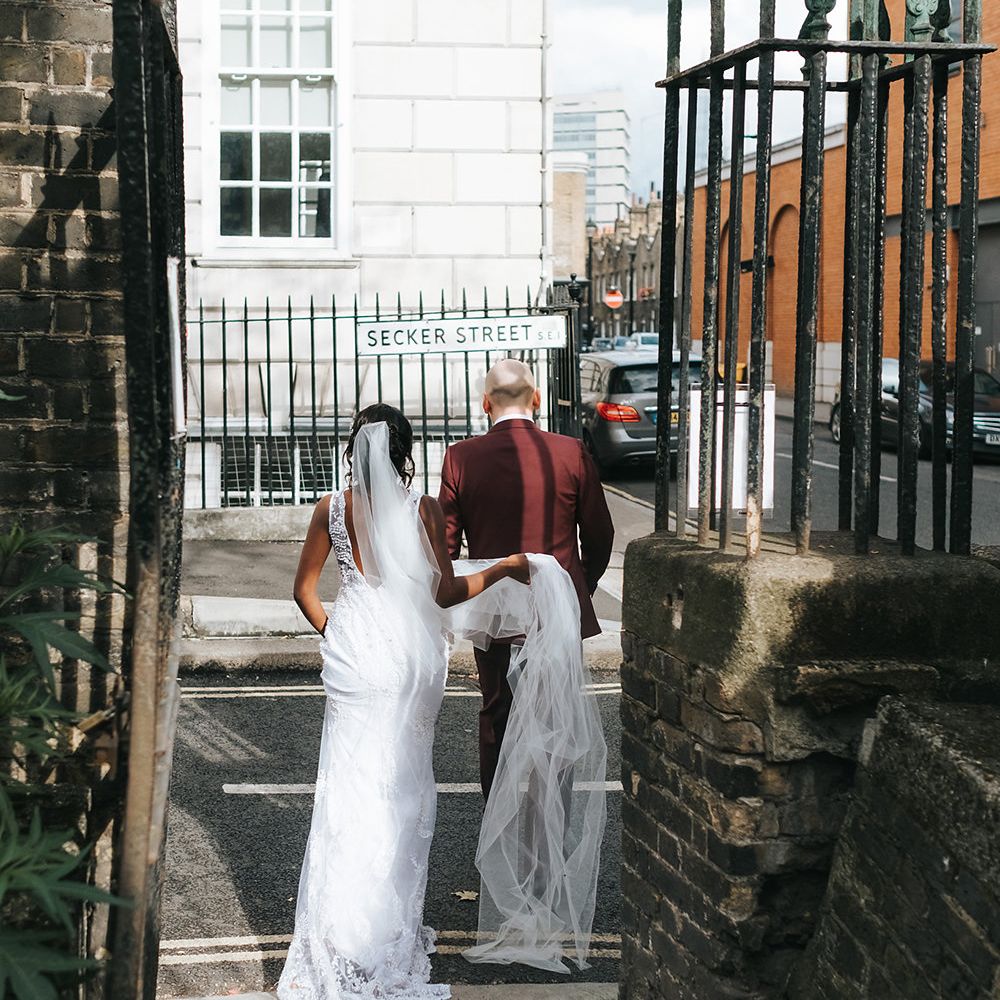 Stylish London Restaurant Wedding With Wild & Oversized Floral Arrangements By Aesme With Bride In Riki Dalal & Groom In Burgundy Suit By Paul Smith Planned & Styled By Knot & Pop With Images From Miss Gen