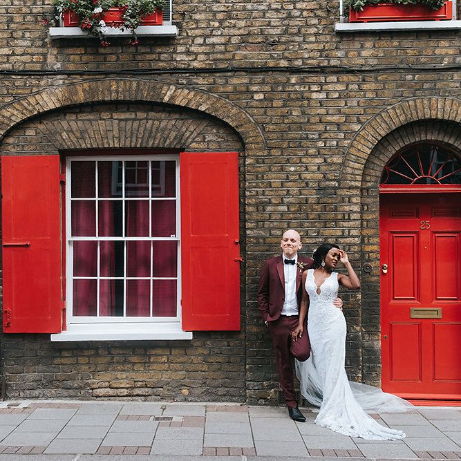 Stylish London Restaurant Wedding With Wild & Oversized Floral Arrangements By Aesme With Bride In Riki Dalal & Groom In Burgundy Suit By Paul Smith Planned & Styled By Knot & Pop With Images From Miss Gen