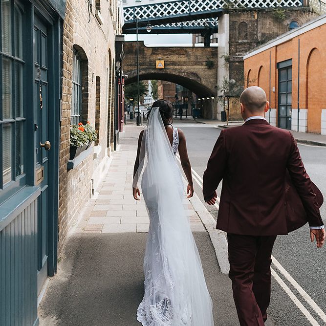 Stylish London Restaurant Wedding With Wild & Oversized Floral Arrangements By Aesme With Bride In Riki Dalal & Groom In Burgundy Suit By Paul Smith Planned & Styled By Knot & Pop With Images From Miss Gen