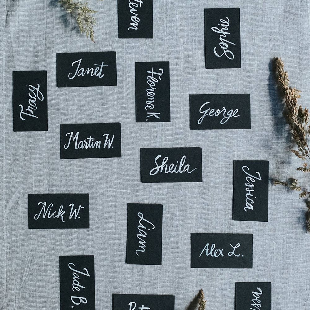 Charcoal Place Names For Wedding