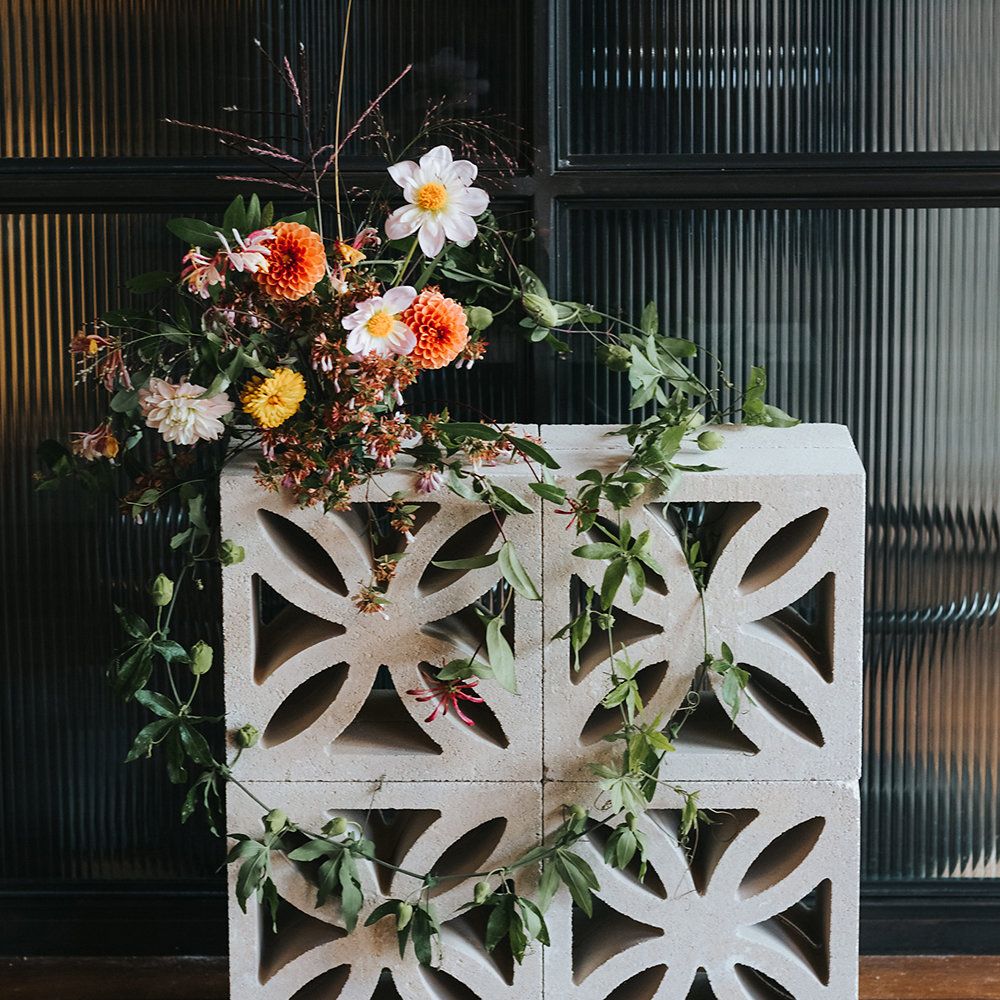 Concrete Breeze Block & Floral Decor For Weddings