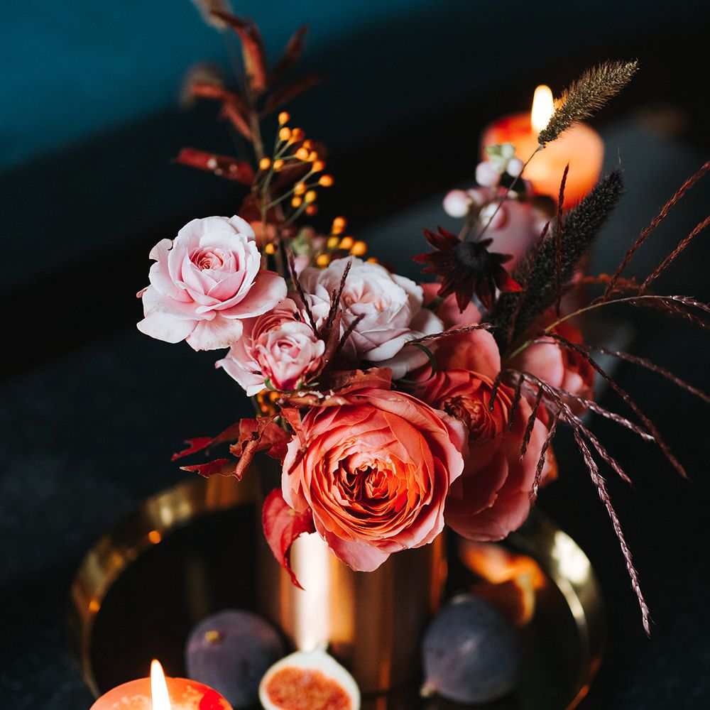 Relaxed London Wedding With Gold Accents Rich Autumnal Tones & Tapered Candles
