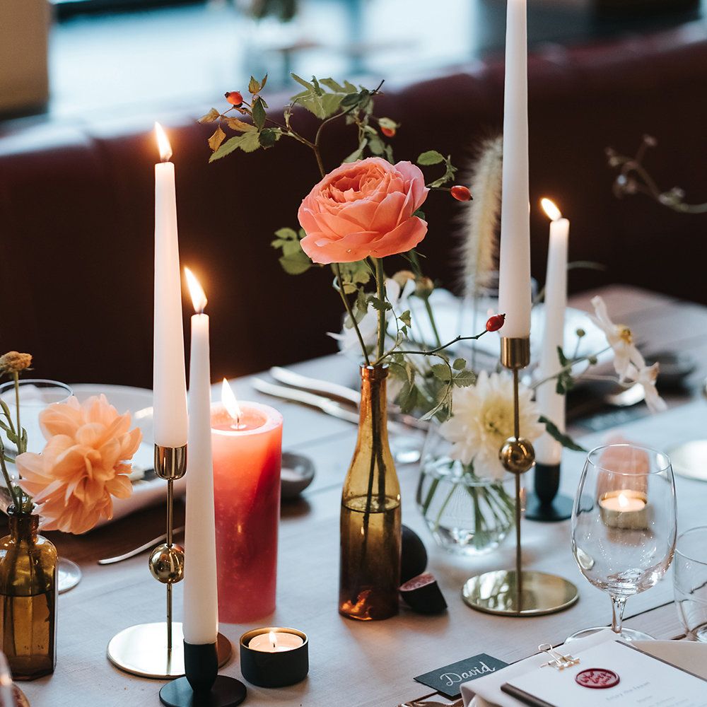 Relaxed London Wedding With Gold Accents Rich Autumnal Tones & Tapered Candles