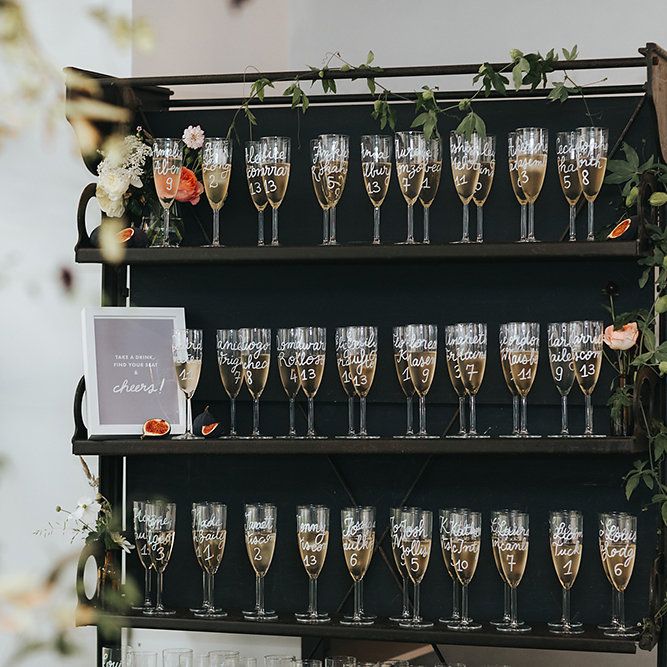 Personalised Champagne Flutes For Escort Card Display Table Plan