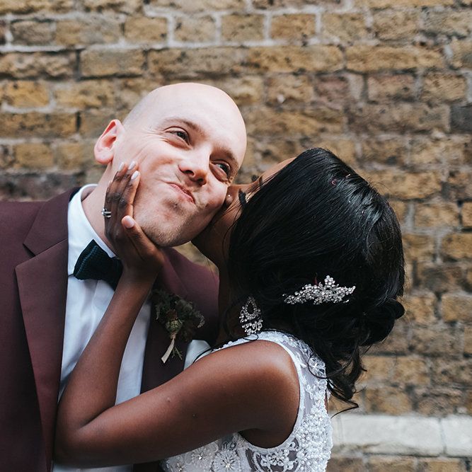 Stylish London Restaurant Wedding With Wild & Oversized Floral Arrangements By Aesme With Bride In Riki Dalal & Groom In Burgundy Suit By Paul Smith Planned & Styled By Knot & Pop With Images From Miss Gen