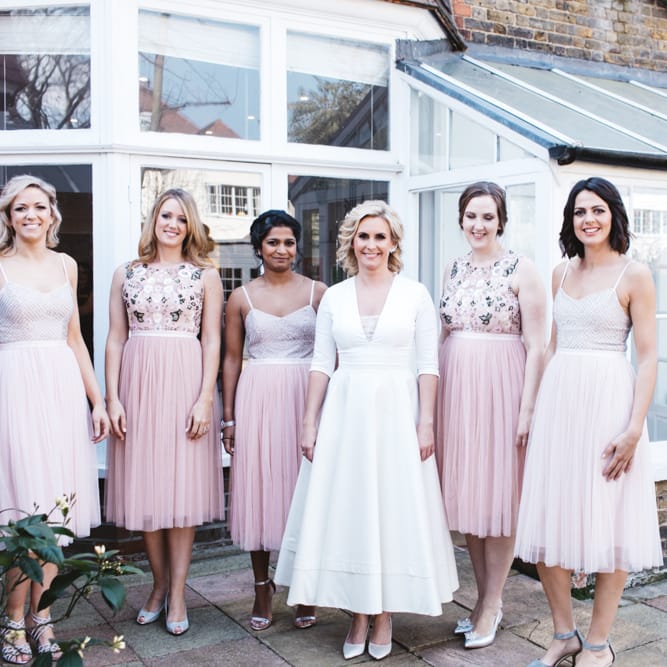 Bride in Delphine Manivet With Bridesmaids In Needle & Thread