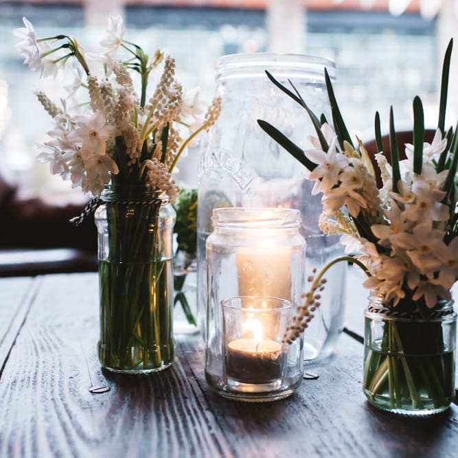 Jam Jar Flowers for Wedding