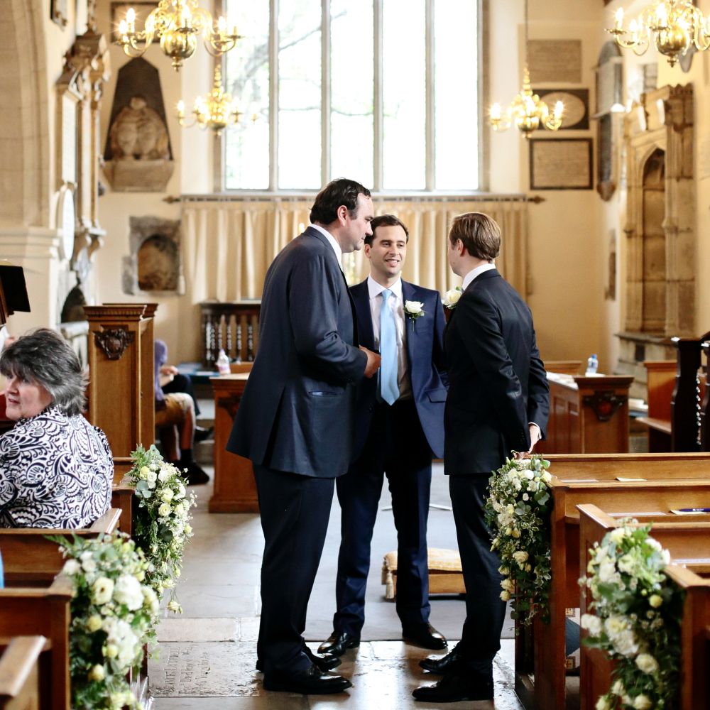 Groomsmen in Gieves and Hawkes Suit at the Altar | Dasha Caffrey Photography