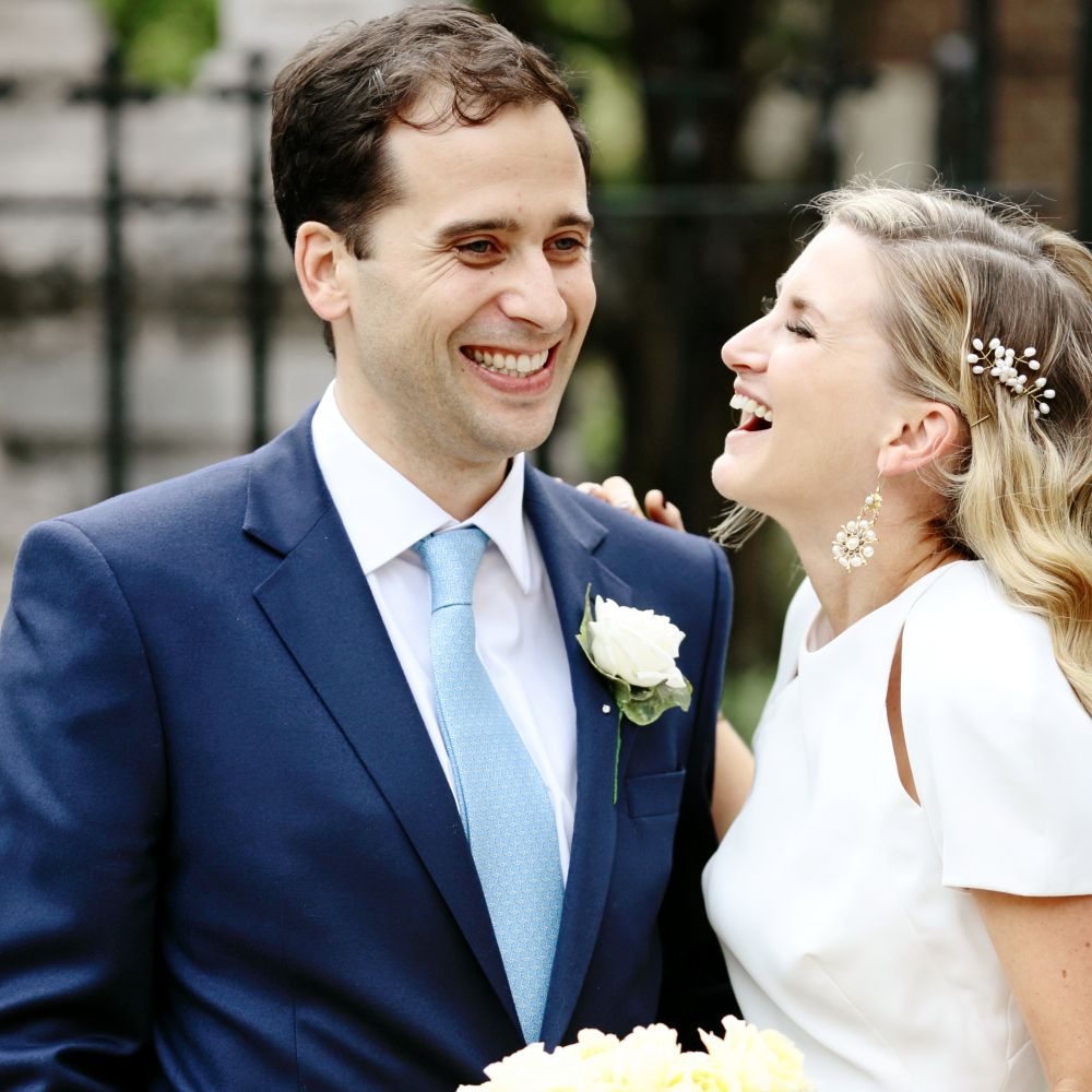 Bride in Contemporary J Mendel Wedding Dress | Groom in Gieves & Hawkes Suit | Dasha Caffrey Photography