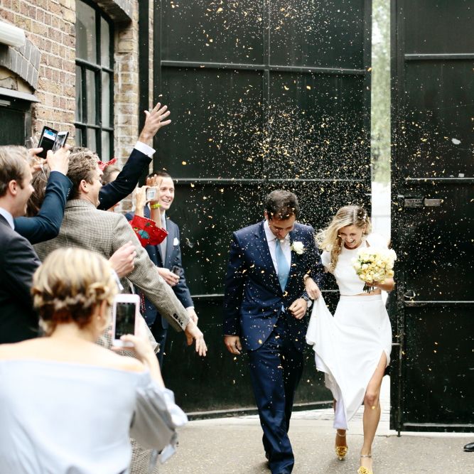 Bride in Contemporary J Mendel Wedding Dress | Groom in Gieves & Hawkes Suit | Dasha Caffrey Photography
