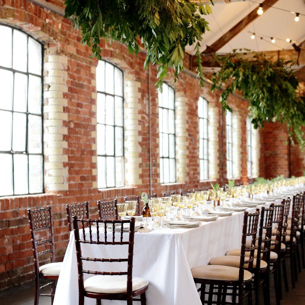 Loft Studios Venue | Hanging Foliage | Festoon Lights | Dasha Caffrey Photography | Liz Linklater Event Planning & Design