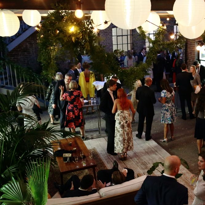 Loft Studios Venue | Hanging Foliage | Festoon Lights | Dasha Caffrey Photography | Liz Linklater Event Planning & Design