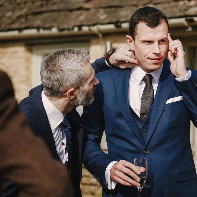Groom in Navy Suit | Andy Gaines Photography | Thompson Granger Films