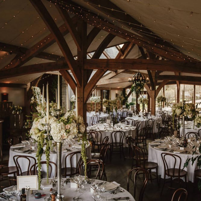 Floral Candelabra Centrepiece | Wedding Decor | Cripps Barn Wedding | Andy Gaines Photography | Thompson Granger Films