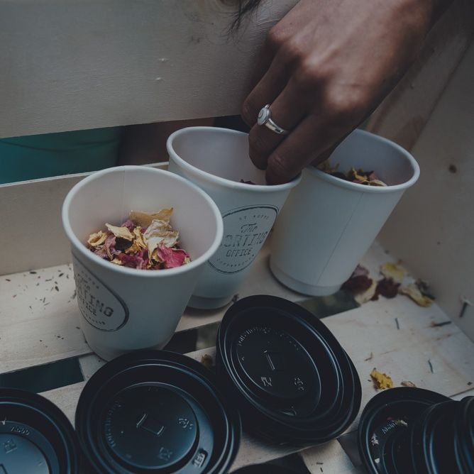 Confetti In Coffee Cups From The Sorting Office St Agnes