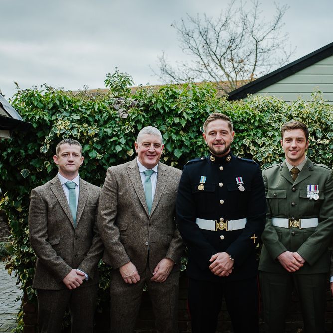 Groom & Groomsmen In Military Dress For Wedding