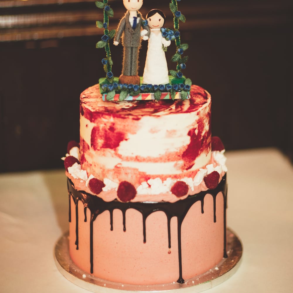 Wedding Cake With Peg Doll Cake Toppers