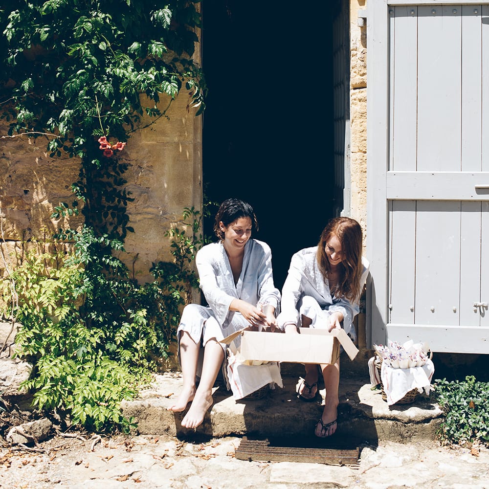 French Chateau Wedding At Château de la Bourlie With Bride In Vintage Gown & Bridesmaids In White Dresses By Silken Studio With Images From Lelia Scarfiotti