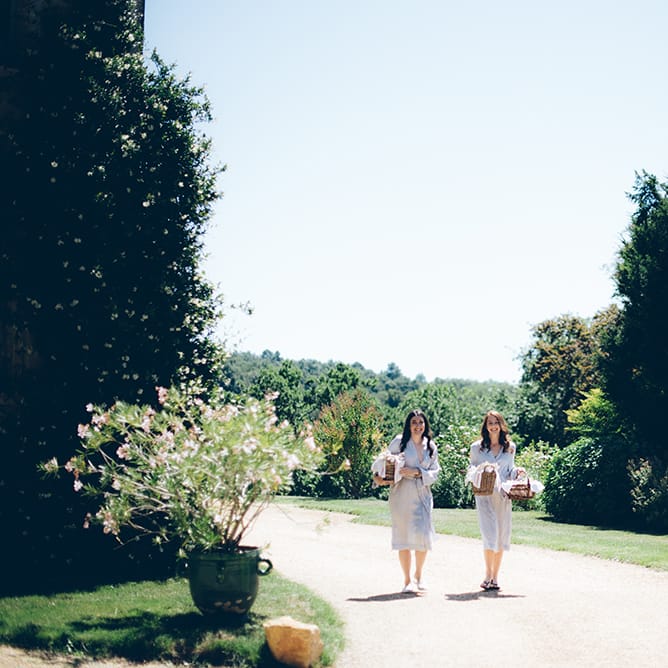 French Chateau Wedding At Château de la Bourlie With Bride In Vintage Gown & Bridesmaids In White Dresses By Silken Studio With Images From Lelia Scarfiotti