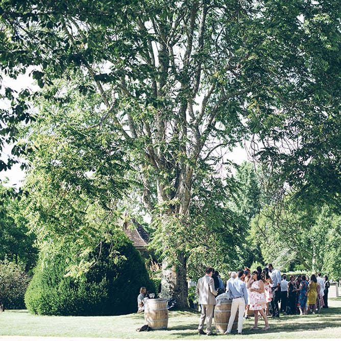 French Chateau Wedding At Château de la Bourlie With Bride In Vintage Gown & Bridesmaids In White Dresses By Silken Studio With Images From Lelia Scarfiotti