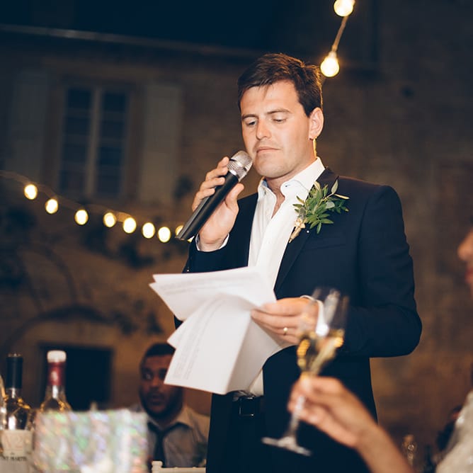 French Chateau Wedding At Château de la Bourlie With Bride In Vintage Gown & Bridesmaids In White Dresses By Silken Studio With Images From Lelia Scarfiotti