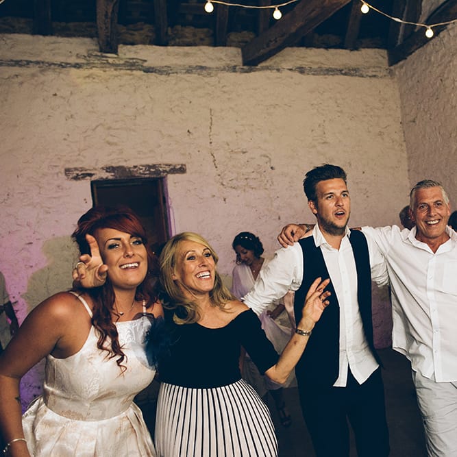 French Chateau Wedding At Château de la Bourlie With Bride In Vintage Gown & Bridesmaids In White Dresses By Silken Studio With Images From Lelia Scarfiotti