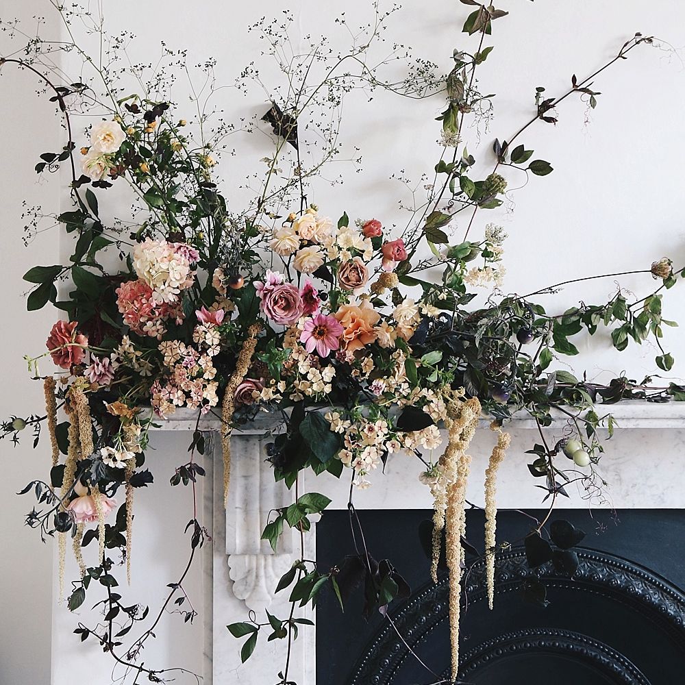Floral Installation For Fireplace By Vervain