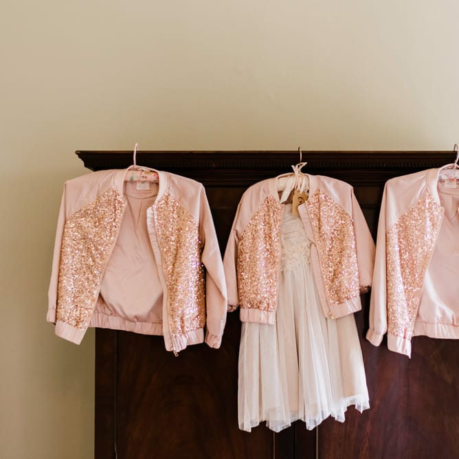 Blush Pink Sequin Jackets | Outdoor Ceremony & Rustic Barn Reception at Pennard House Somerset | John Barwood Photography