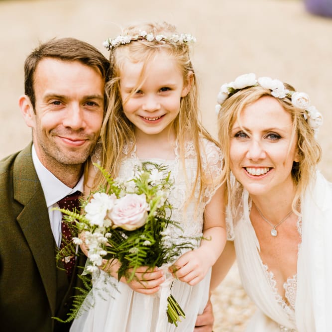 Family Portrait | Bride in Jenny Packham Gown | Groom in Hugo Morris Tweed Suit | Outdoor Ceremony & Rustic Barn Reception at Pennard House Somerset | John Barwood Photography