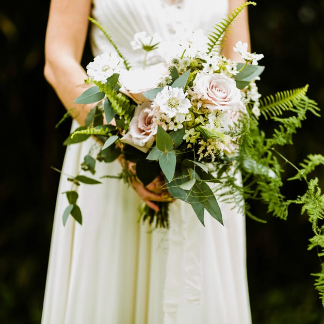 Oversized Bridal Bouquet | Bride in Jenny Packham Gown | Outdoor Ceremony & Rustic Barn Reception at Pennard House Somerset | John Barwood Photography