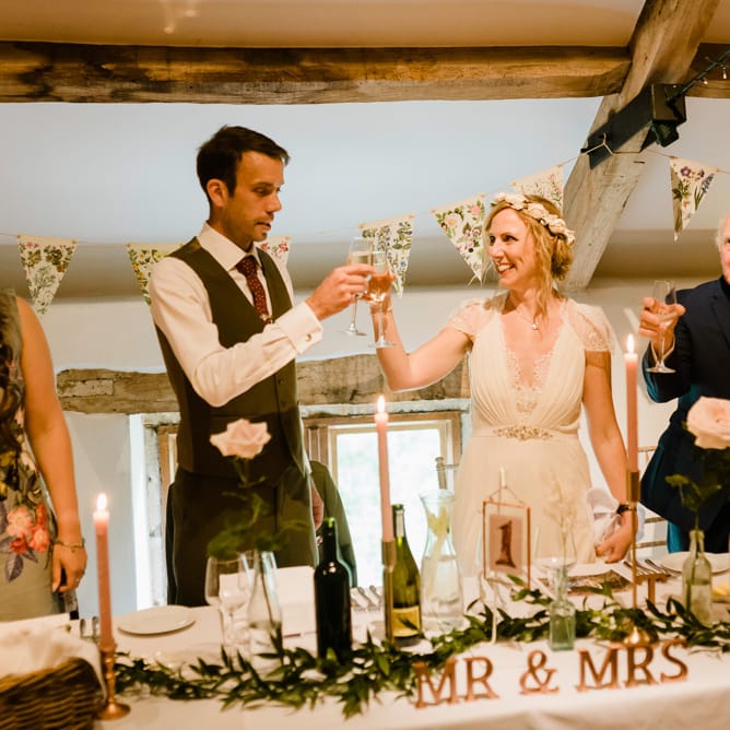 Speeches | Bride in Jenny Packham Gown | Groom in Hugo Morris Tweed Suit | Outdoor Ceremony & Rustic Barn Reception at Pennard House Somerset | John Barwood Photography