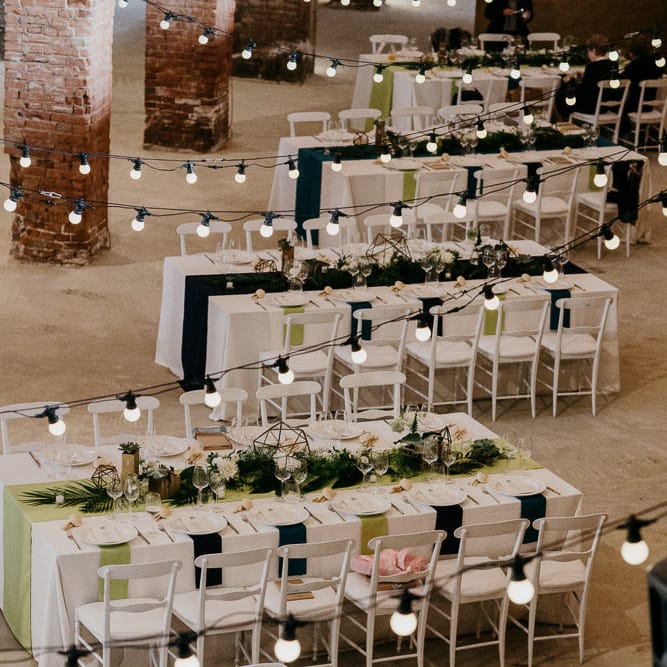 Industrial Wedding Venue with Festoon Lights | That Day Wedding Planner | Carla Penoncelli Photography