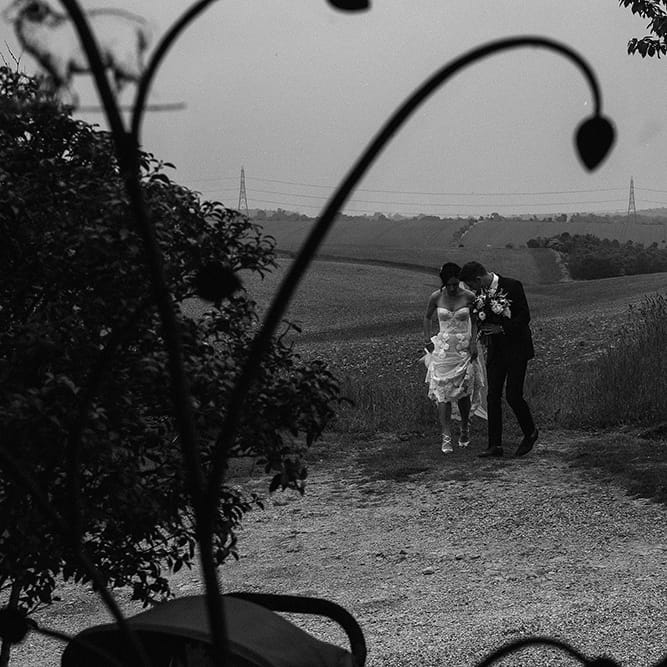 Rue De Seine Bride For A Stone Barn Wedding With Wedding Party In Soft Pink And Navy And Images From Jason Mark Harris With Film By Harris Films