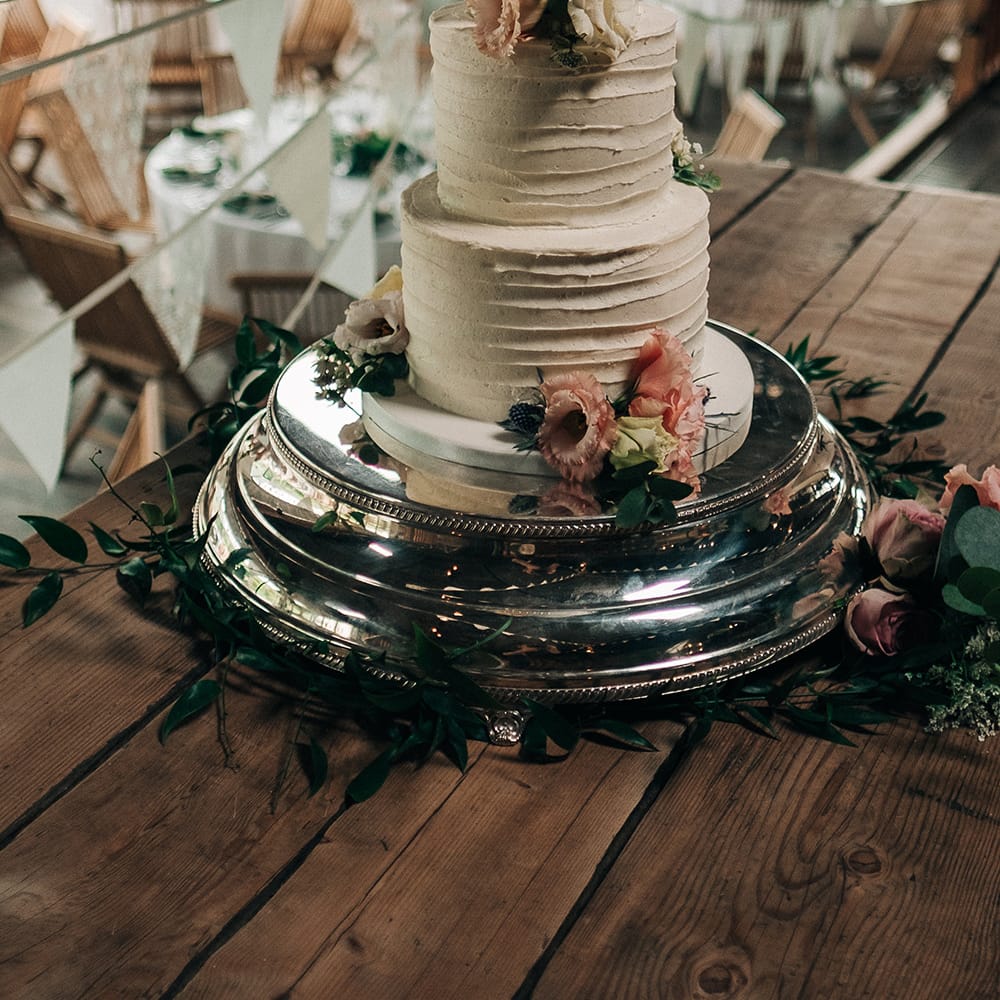 Buttercream Wedding Cake // Rue De Seine Bride For A Stone Barn Wedding With Wedding Party In Soft Pink And Navy And Images From Jason Mark Harris With Film By Harris Films
