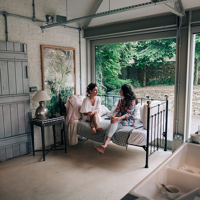 Getting Ready At Stone Barn // Bridesmaids In Pale Pink Dresses // Rue De Seine Bride For A Stone Barn Wedding With Wedding Party In Soft Pink And Navy And Images From Jason Mark Harris With Film By Harris Films